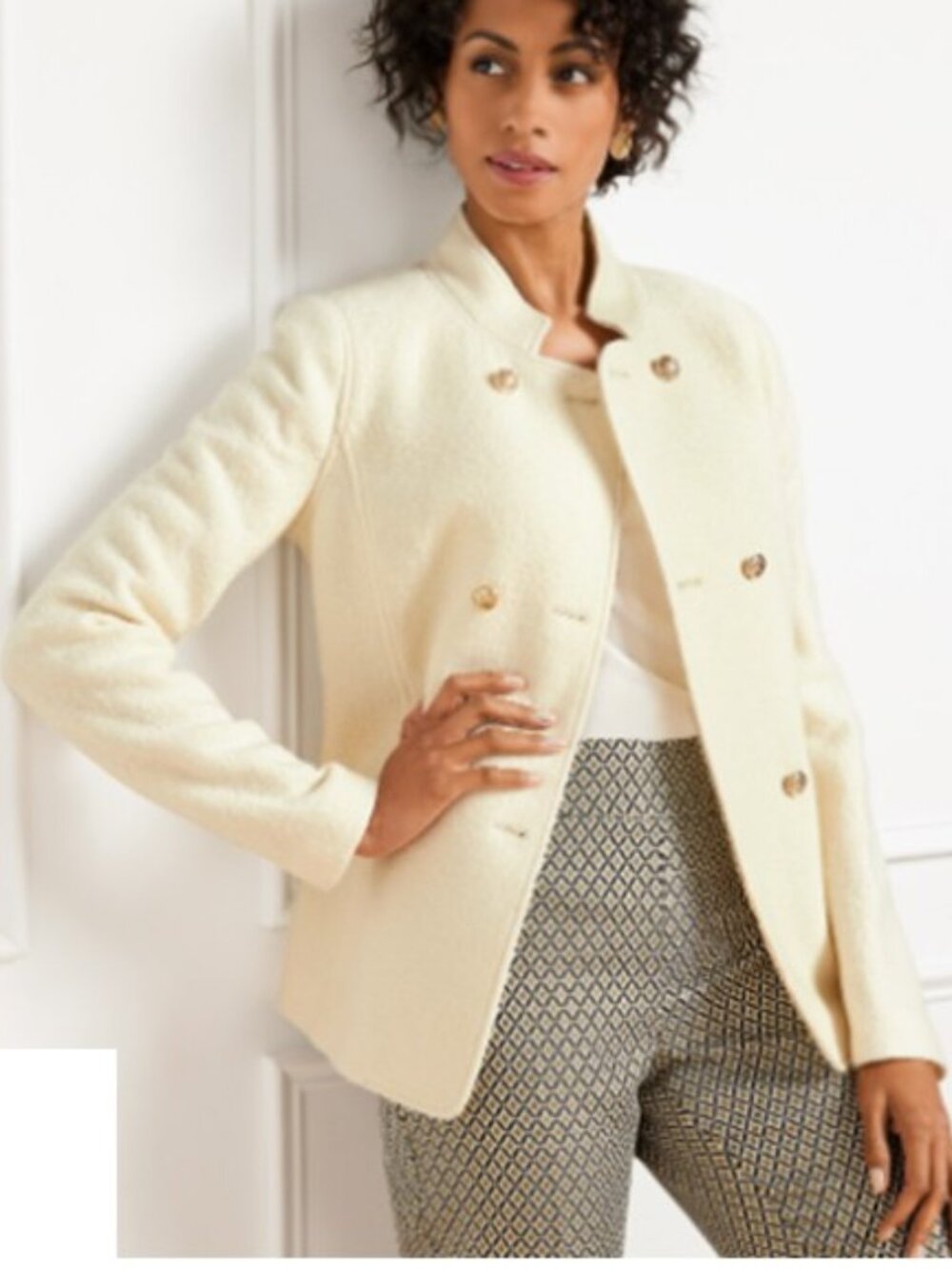 NWT Talbots Double Breasted Boiled Wool Blend Coat, sz 8